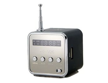 Mini V-26 USB Speaker com TF FM (Preto)